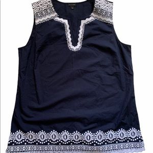 Talbots sleeveless embroider top